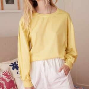 Xirena Cali Jersey Long Sleeve Top Cotton Size S Yellow